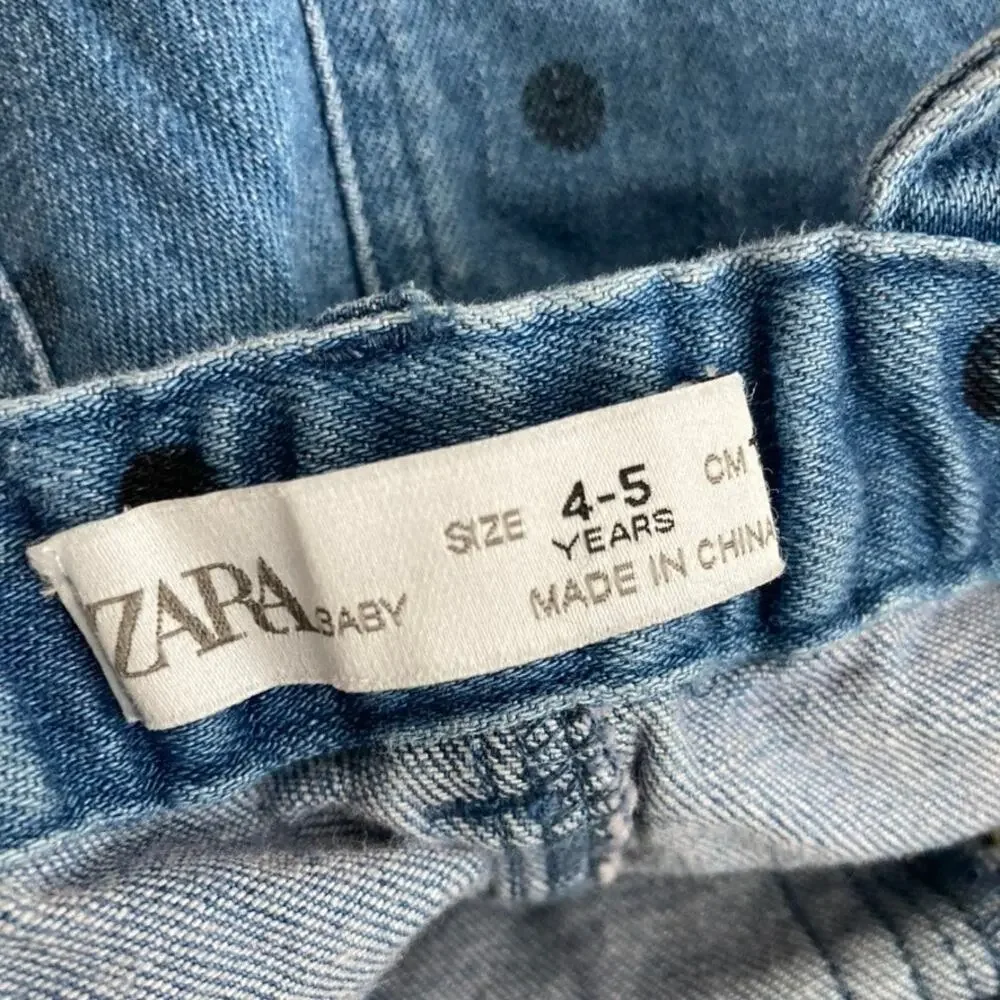 Zara Polka Dot Denim Overalls - 4-5